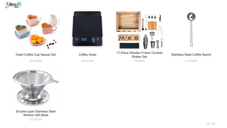 Coffee & Tea range sample (page 43)