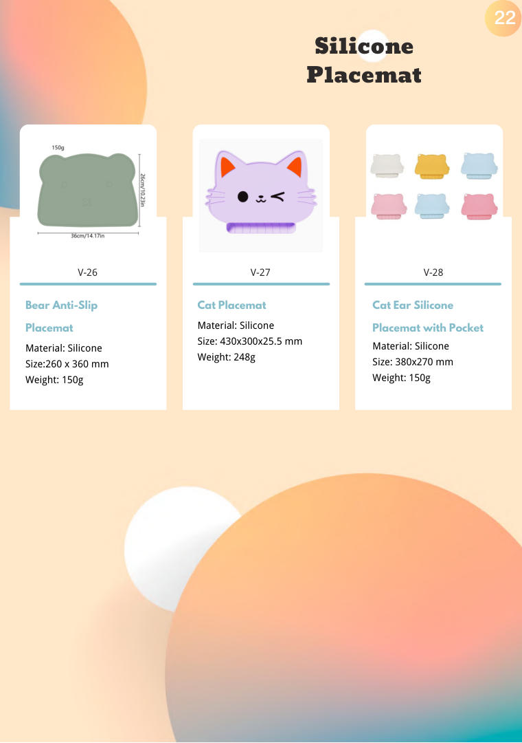 Silicone Placemat range sample (page 22)