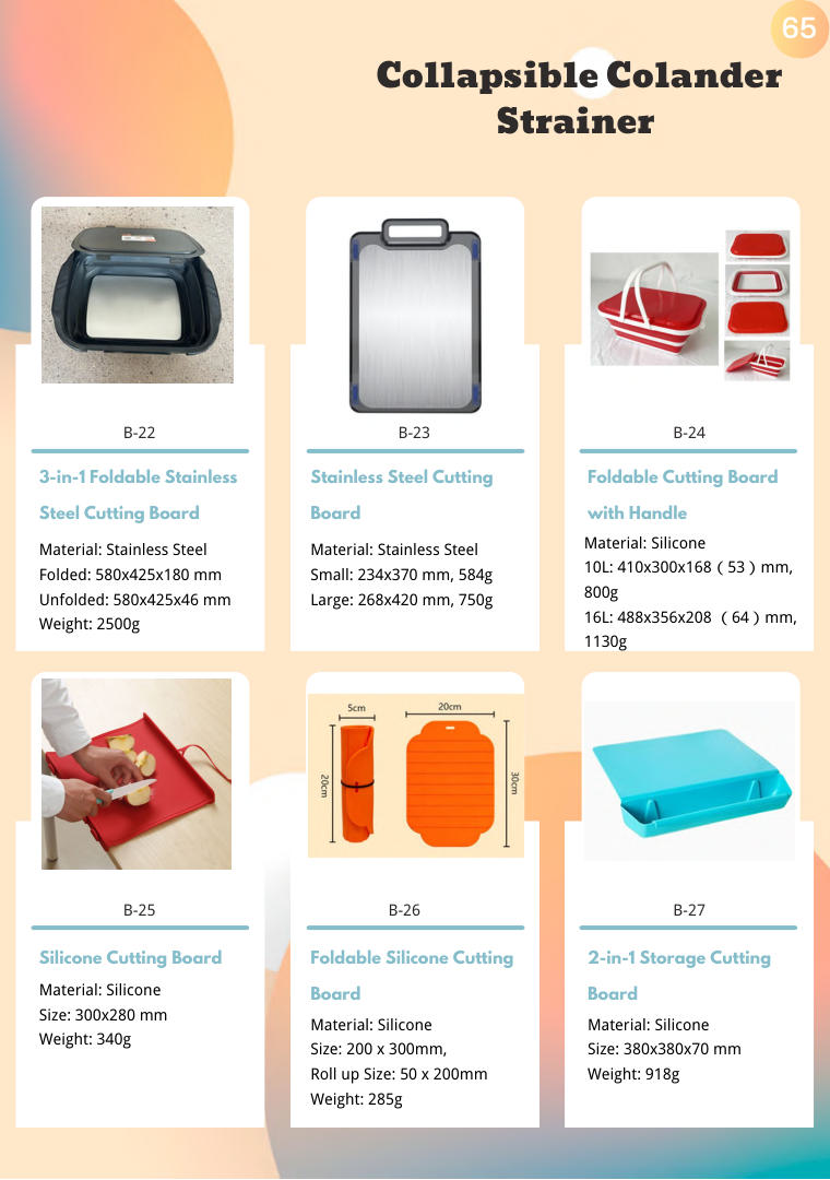 Collapsible Strainer range sample (page 65)