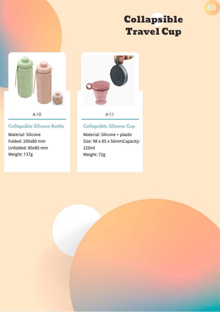 Collapsible Travel Cup range sample (page 85)