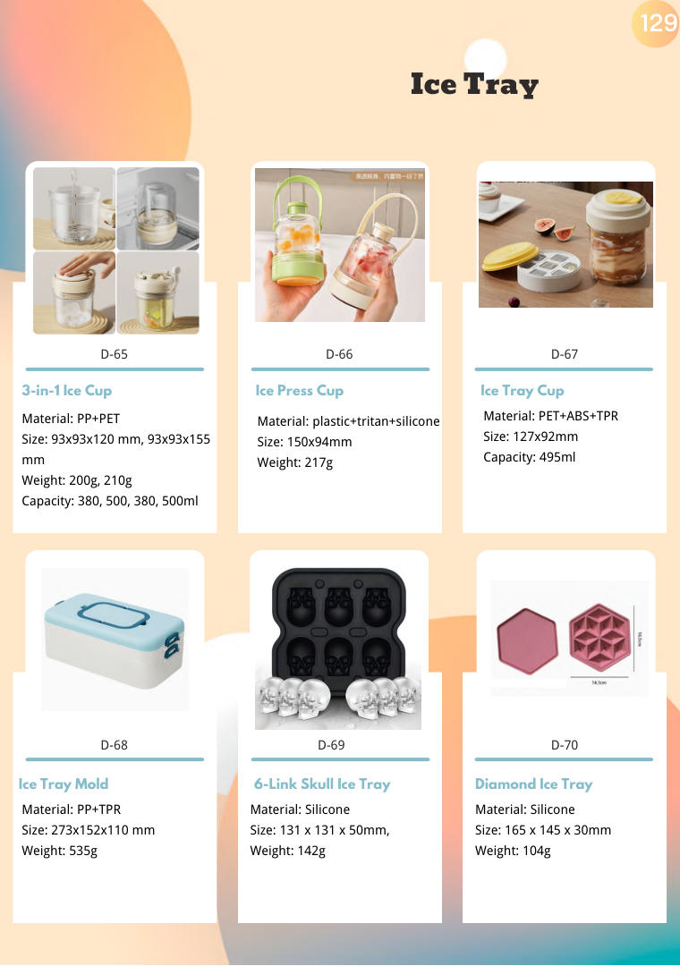 Silicone Ice Tray range sample (page 129)