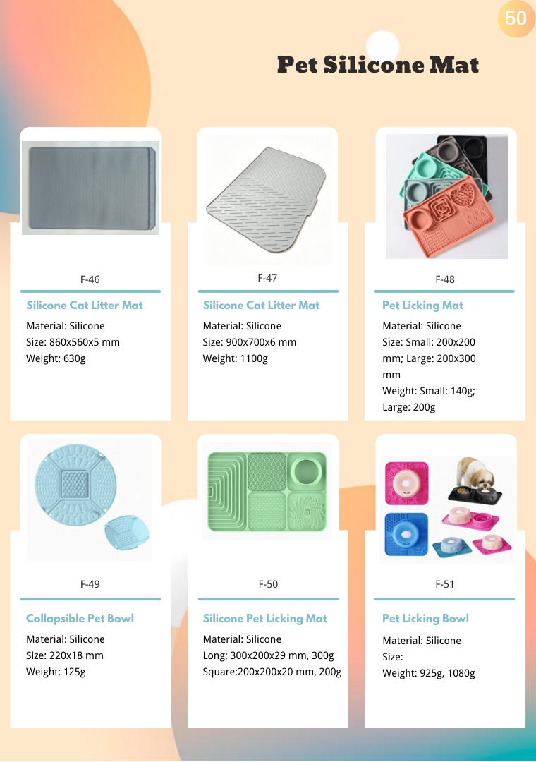 Silicone Mat range sample (page 50)